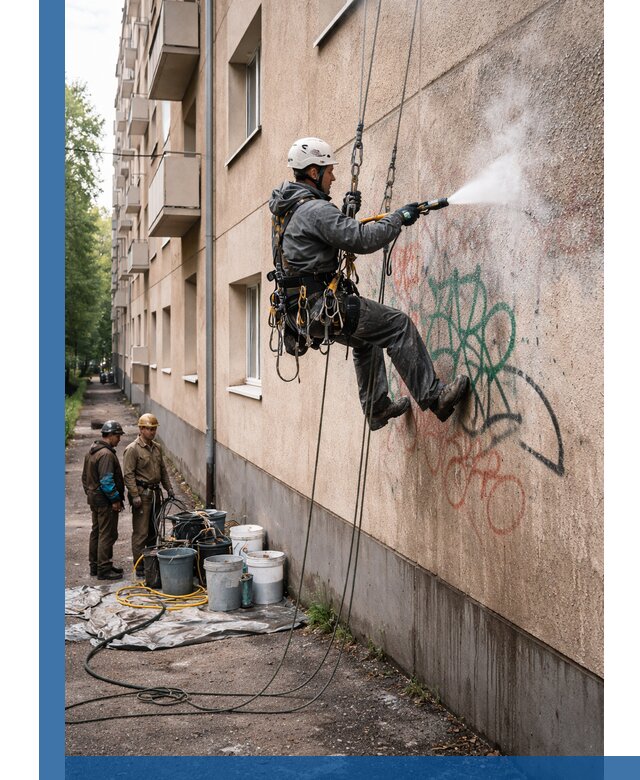 Удаление граффити с фасада в Шуе без следов и повреждений