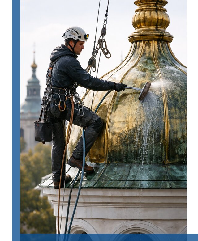 Профессиональная мойка куполов и шпилей высотными альпинистами в Шуе