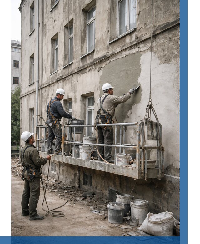 Капитальный ремонт фасада в Шуе от 4318 р. | ВЫСОТНИК-Шуя