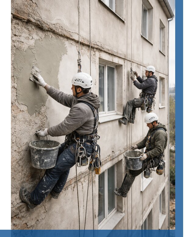 Ремонт штукатурного фасада в Шуе от 771 р. под ключ | ВЫСОТНИК-Шуя