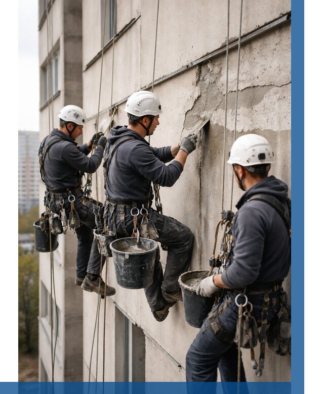 Ремонт бетонных элементов фасада в Шуе от 2570 р. | ВЫСОТНИК-Шуя