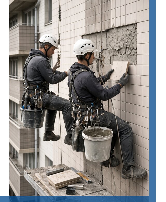 Ремонт облицовки фасада плиткой в Шуе от 1850 р. | ВЫСОТНИК-Шуя