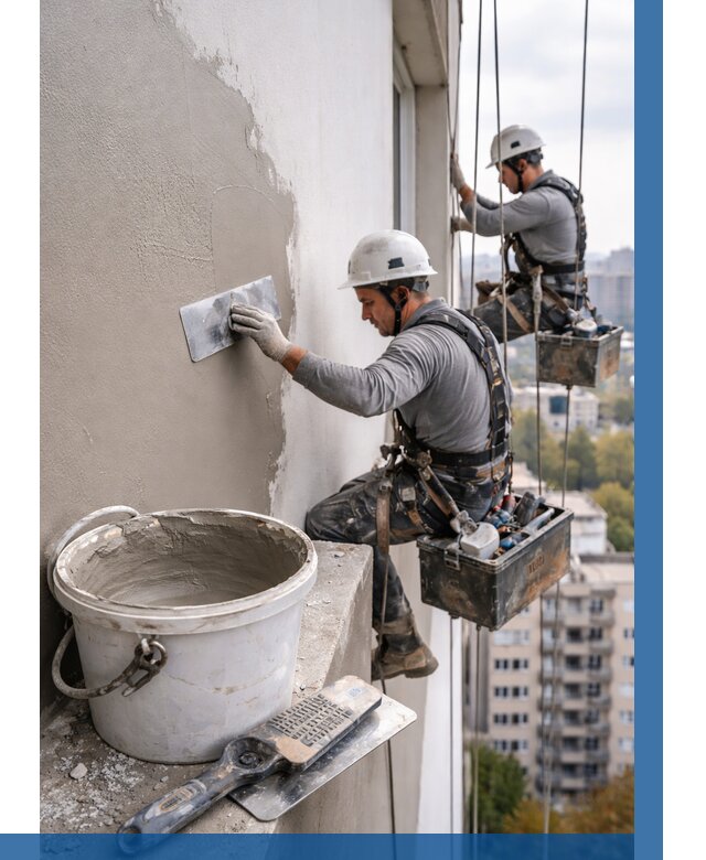 Шпаклевка фасада на высоте в Шуе от 720 р. | ВЫСОТНИК-Шуя