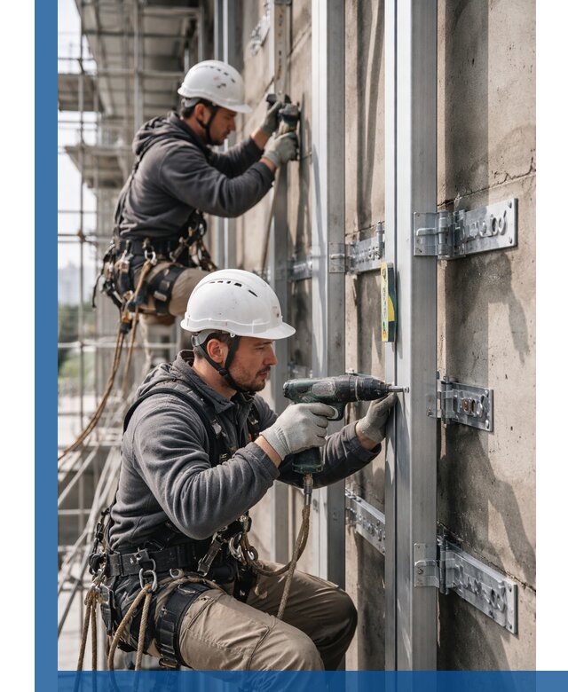 Монтаж и крепление подсистемы вентфасада в Шуе