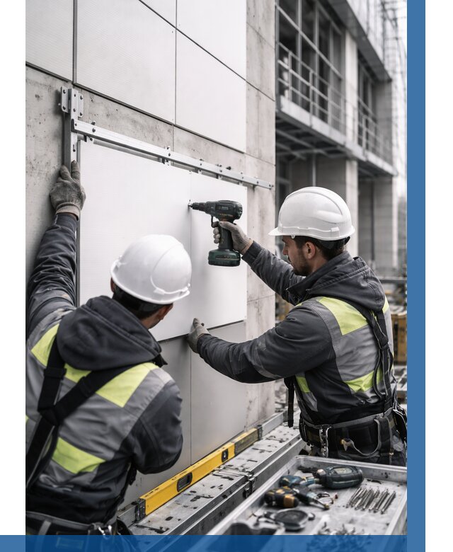 Монтаж композитных панелей фасада в Шуе от 2570 р. | ВЫСОТНИК-Шуя