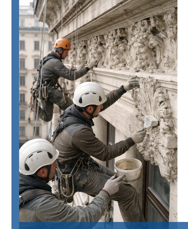 Реставрация фасадной лепнины с высотными работами в Шуе