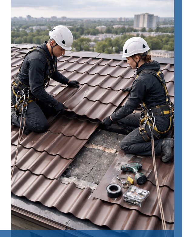 Ремонт металлочерепицы на крыше в Шуе от 925 р. | ВЫСОТНИК-Шуя