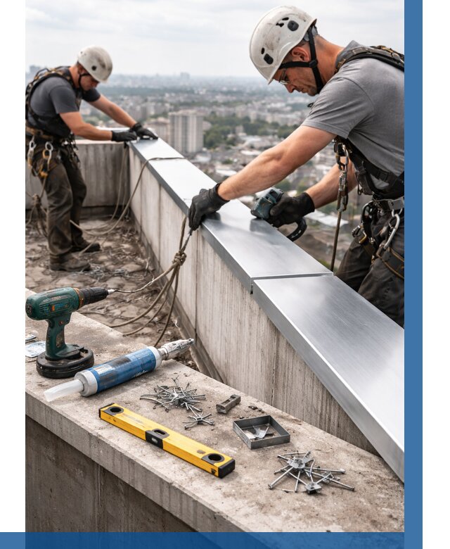 Монтаж парапетных крышек в Шуе от 822 р. | ВЫСОТНИК-Шуя