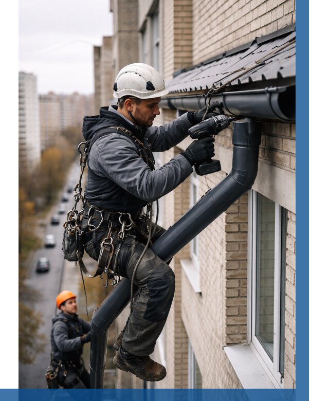 Монтаж водосточной системы на здании в Шуе от 5140 р. | ВЫСОТНИК-Шуя