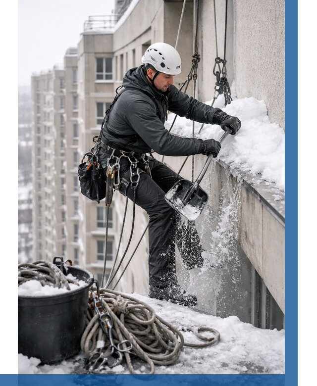 Очистка карнизов от снега в Шуе от 308 р. | ВЫСОТНИК-Шуя