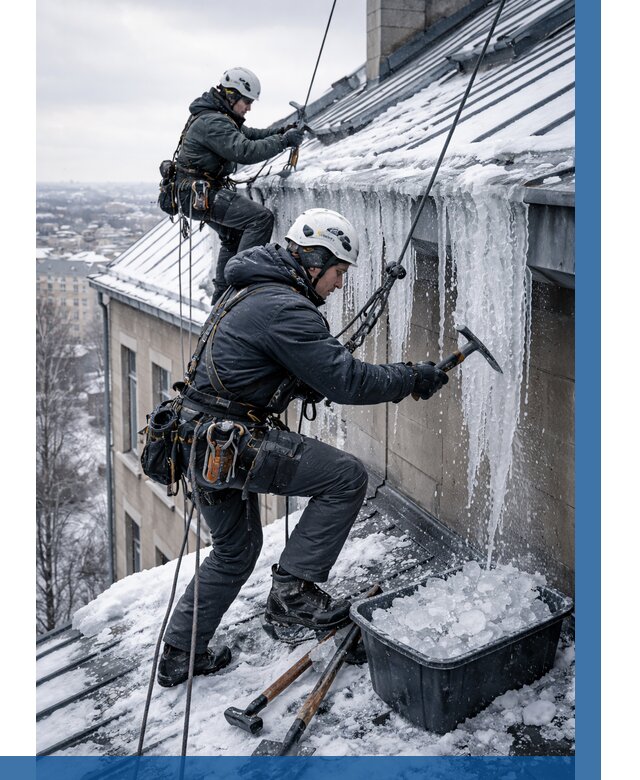 Удаление наледи с кровли в Шуе от 5654 р. | ВЫСОТНИК-Шуя