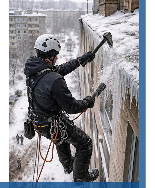 Сбивание сосулек с крыши в Шуе по цене от 4626 р. | ВЫСОТНИК-Шуя