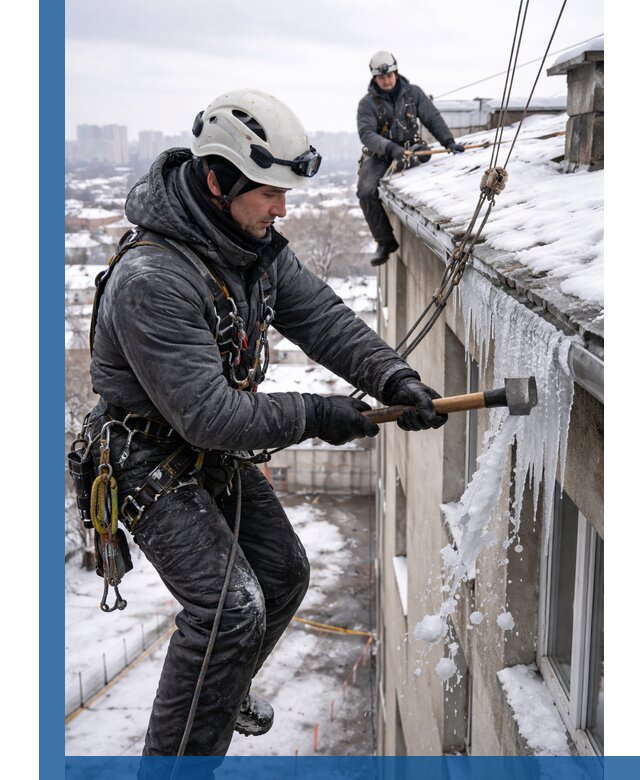 Сбивание и удаление сосулек с крыши в Шуе безопасно