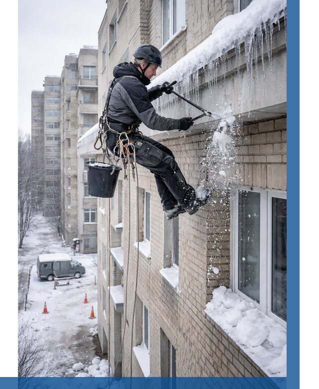 Удаление наледи с карнизов в Шуе от 360 р. | ВЫСОТНИК-Шуя