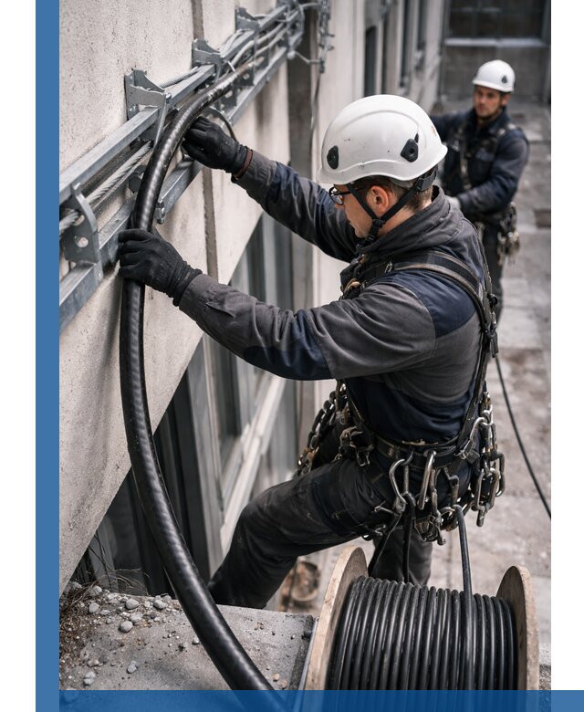 Протяжка кабеля питания на высоте в Шуе с гарантией безопасности и качества