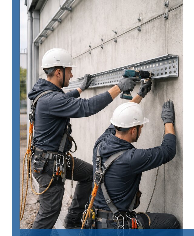 Монтаж кабельных лотков на фасаде зданий в Шуе с гарантией