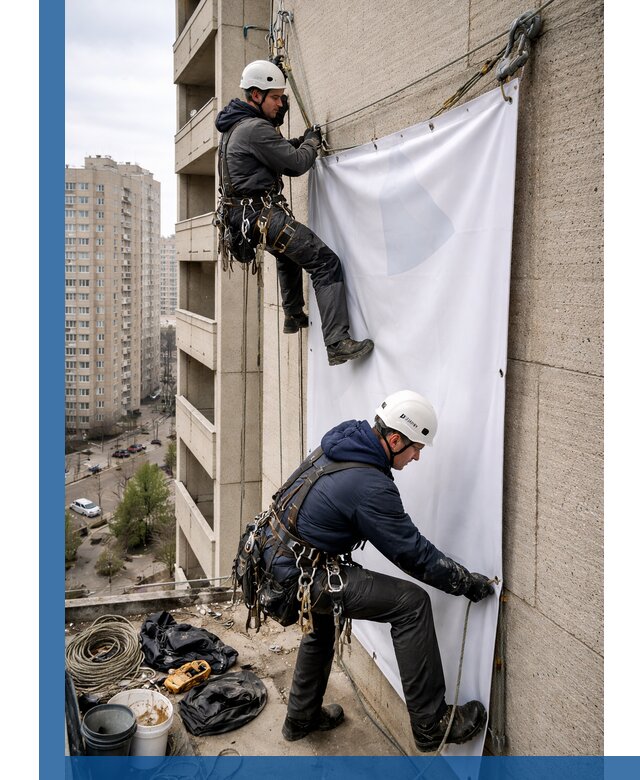 Профессиональный монтаж баннеров на фасаде в Шуе