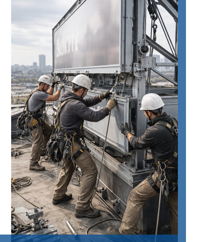 Монтаж крышной рекламной конструкции в Шуе от 61680 р.|ВЫСОТНИК-Шуя