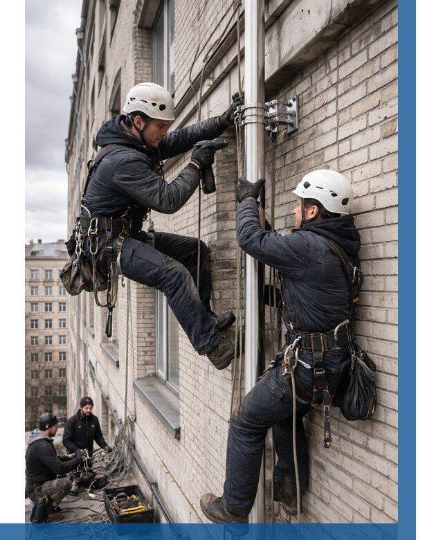 Монтаж флагштока на здании в Шуе от 6682 р. | ВЫСОТНИК-Шуя