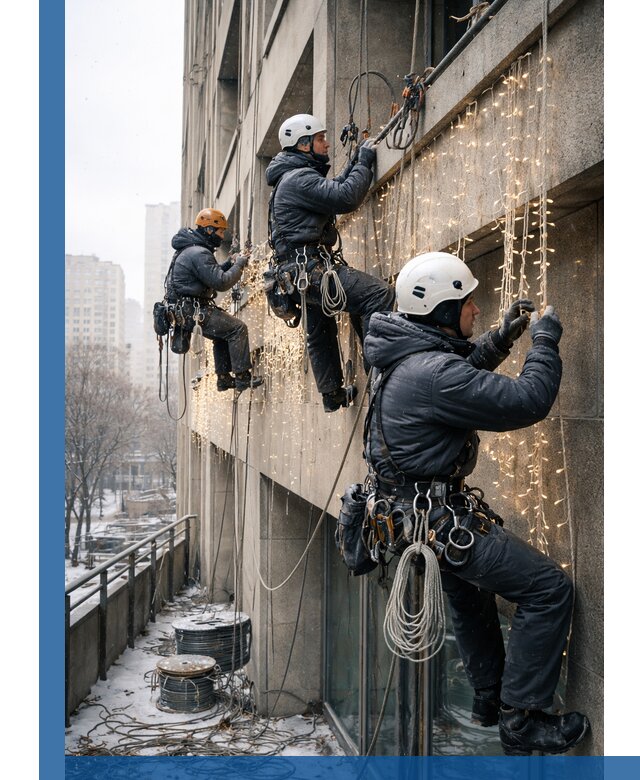 Монтаж новогодней иллюминации и украшение фасадов в Шуе