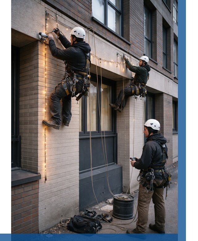 Монтаж гирлянд на фасаде в Шуе от 3598 р. | ВЫСОТНИК-Шуя