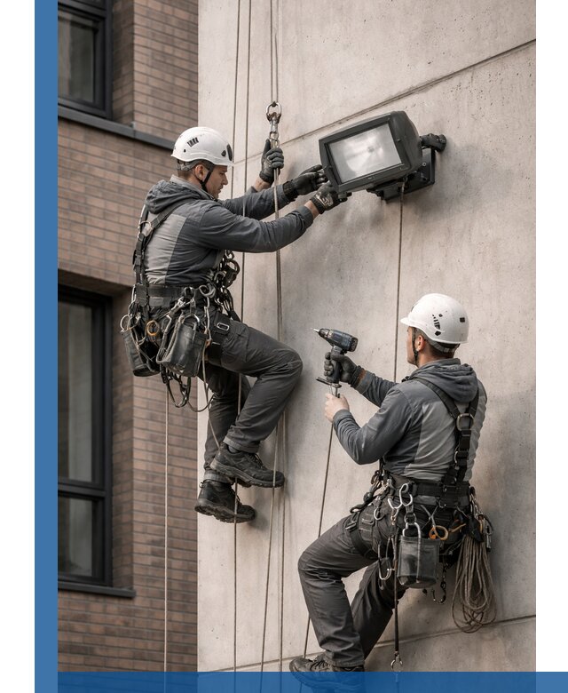 Профессиональный монтаж фасадных прожекторов в Шуе под ключ