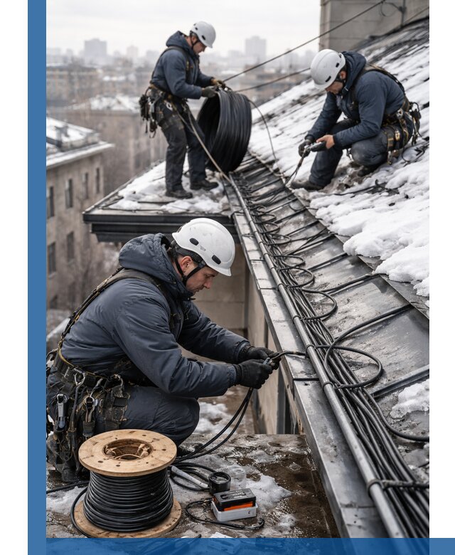 Монтаж греющего кабеля на кровле в Шуе под ключ