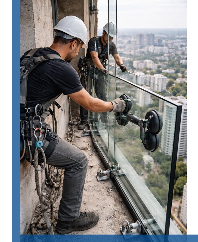 Монтаж стеклянных ограждений под ключ с гарантией в Шуе