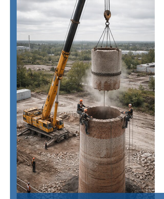 Демонтаж дымовой трубы в Шуе с гарантиями безопасности