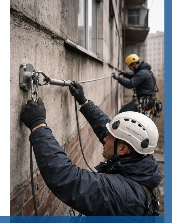 Монтаж анкерных линий в Шуе от 3084 р. | ВЫСОТНИК-Шуя