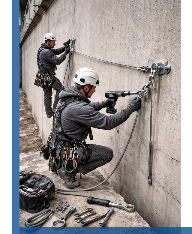 Монтаж анкерных линий высотной безопасности в Шуе